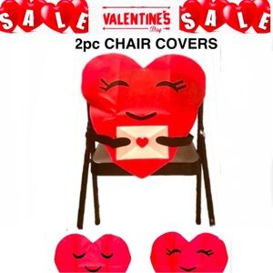 ❤️VALENTINE 2pc chair cover red heart shaped size 20x18 NWT